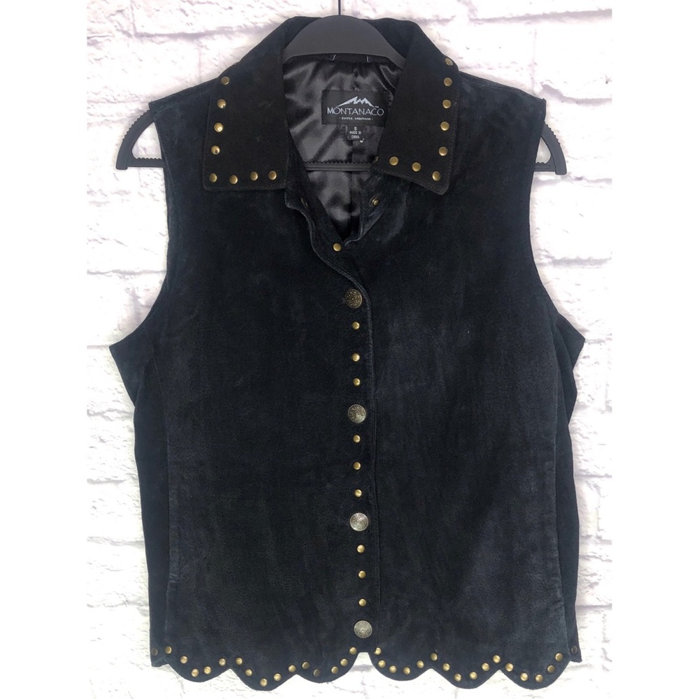 Montanaco Suede Leather Studded Vest Scalloped